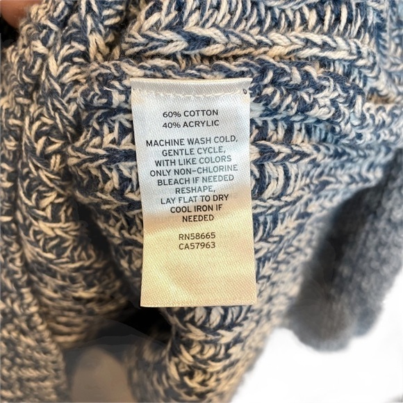 Caslon Shaker Knit Mock Neck Sweater Blue Ensign Ivory White Marl Small NWT - Picture 6 of 7
